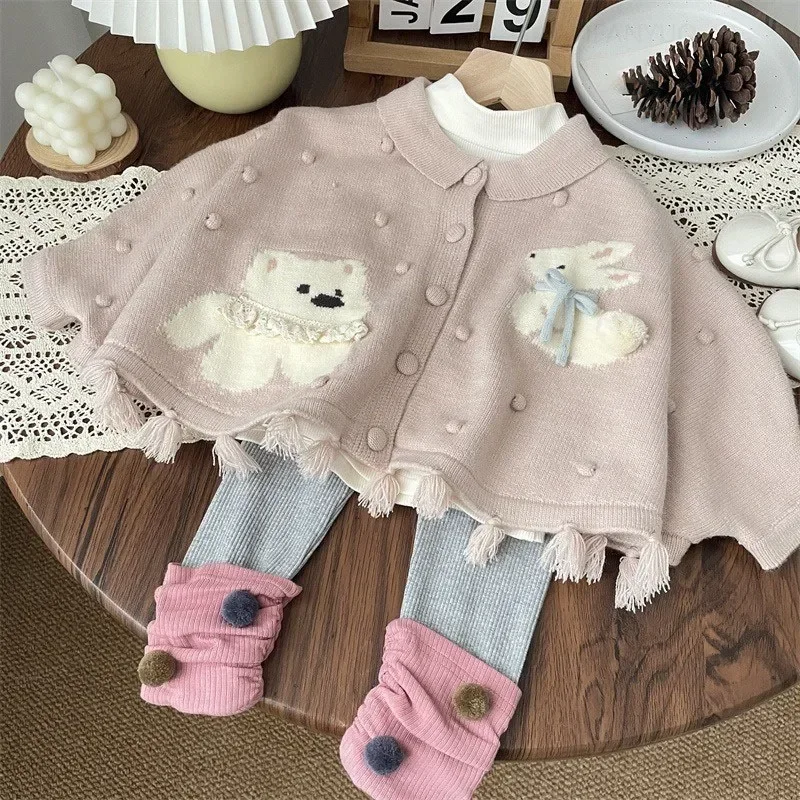 New Girl Rabbit Bear Autumn Winter Cape Clothing Jackets Spring Baby Top Outerwear Fashion Versatile Princess Children Coat