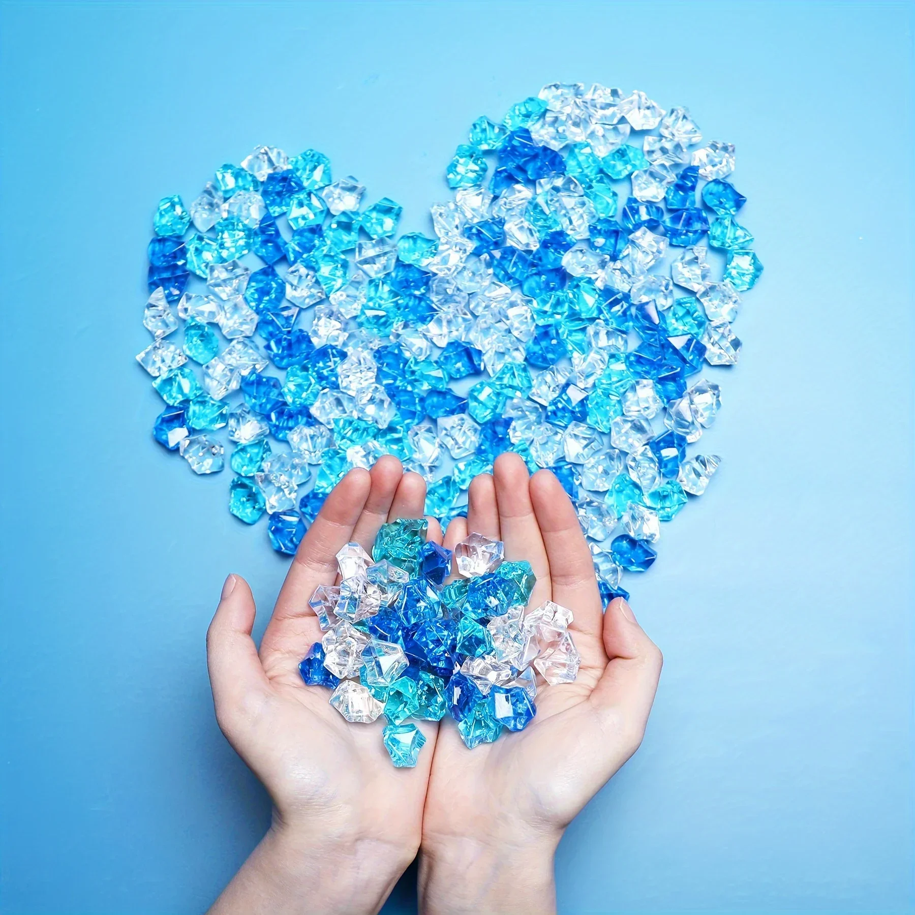 50/100/150pcs- Vibrant Blue  ice Rocks - Premium Fake ice Cubes & Sparkling Gems for Decorations, Weddings, Dly Crafts