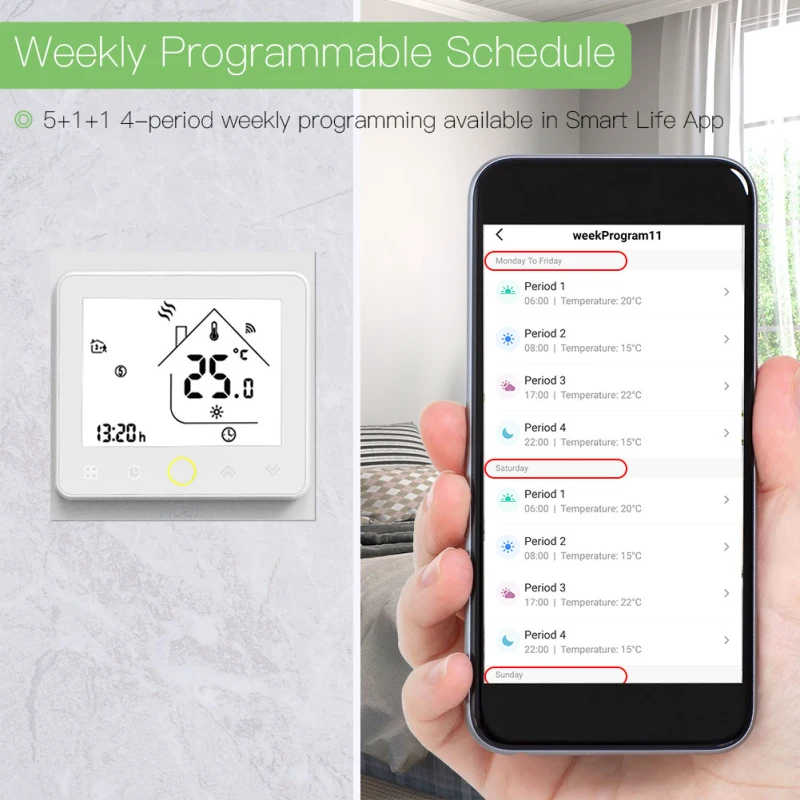

Water/Electric Floor Heating Water/Gas Boiler ZigBee Smart Thermostat Programmable Temperature Controller With Alexa Google Home