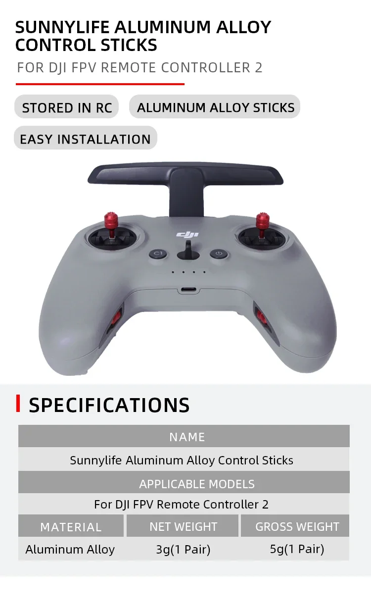 Description Picture 4 of itemRemote Control Joystick For DJI Avata 2 1 FPV Aluminum Alloy Thumb Rocker For DJI FPV Control 2/RC PRO Accessories