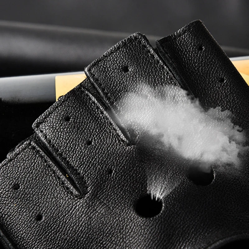 Leather Gloves Men's Half Finger Fitness Sports Driving Anti-skid Strong Wear-resistant Driving Retro Motorcycle Sheepskin Glove 2