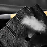 Leather Gloves Men's Half Finger Fitness Sports Driving Anti-skid Strong Wear-resistant Driving Retro Motorcycle Sheepskin Glove 2