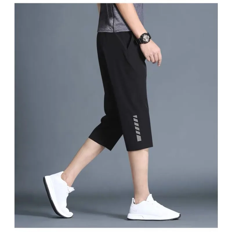 Thin Men's Casual Short Hjumping Sports Clothing  Loose Stretch Cropped TrousersLarge Size Beach Pants