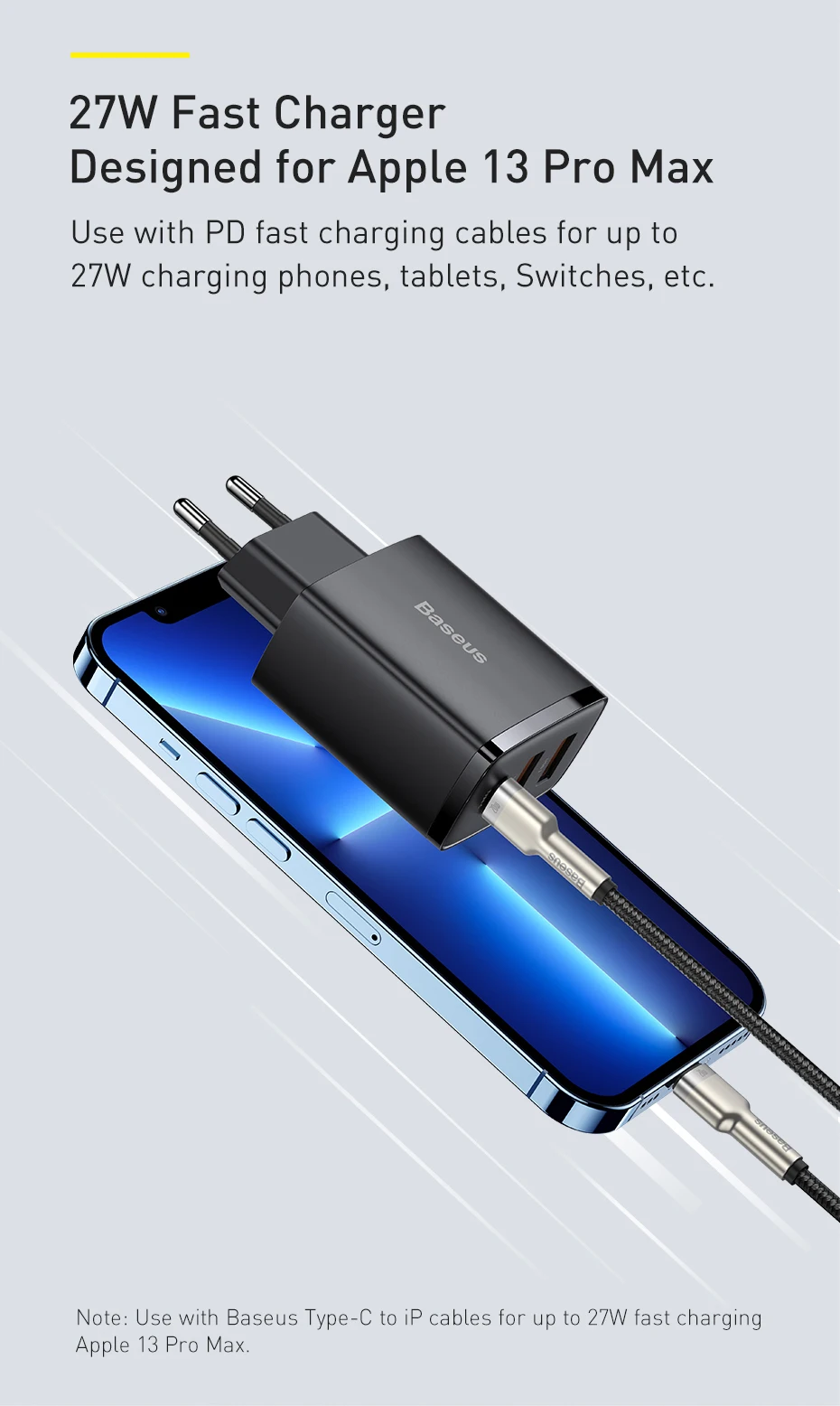 Baseus-cargador USB de 30W, dispositivo de carga rápida QC3.0, PD3.0, tipo C, PD, 3 puertos, para iPhone 14, 13, 12 Pro 