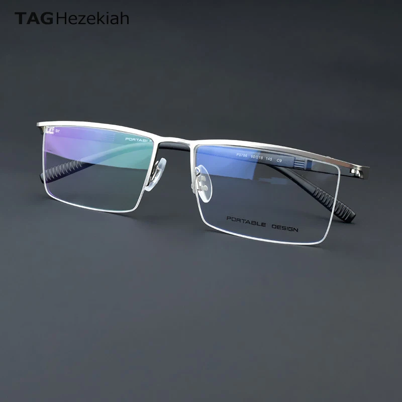 

2024 New Business Men Ultralight Pure Titanium Glasses Frame For Myopia Reading Prescription Spectacles Half Rim Eyewear 7986