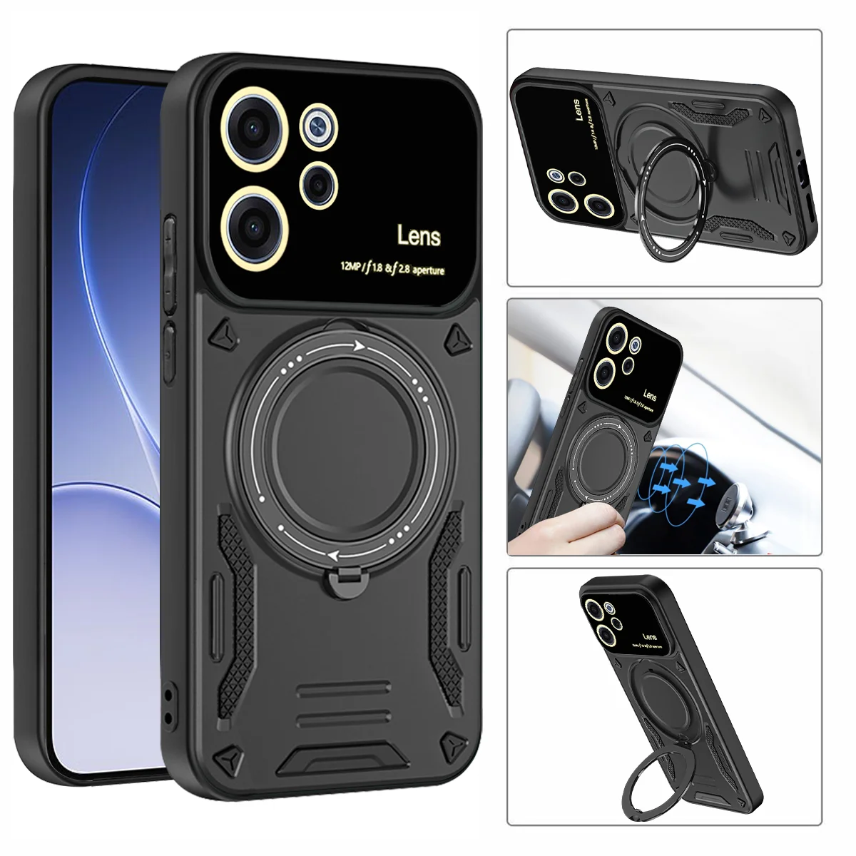 360° Rotating Magnetic Bracket Armored Phone Case with Magsafe Protective Cover