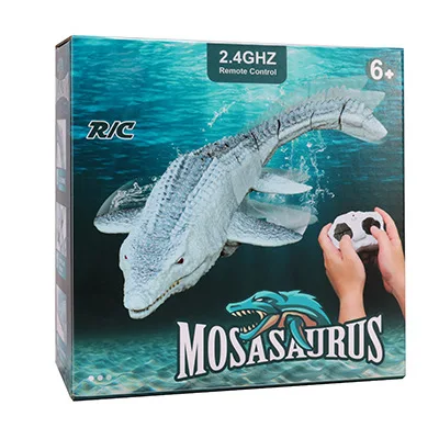 EBOYU Mini RC Mosasaurus Dinosaur 2.4Ghz Electric Fish Gift Toy Underwater for Pool Water Park RC Boat Fish Toy for Kids 6