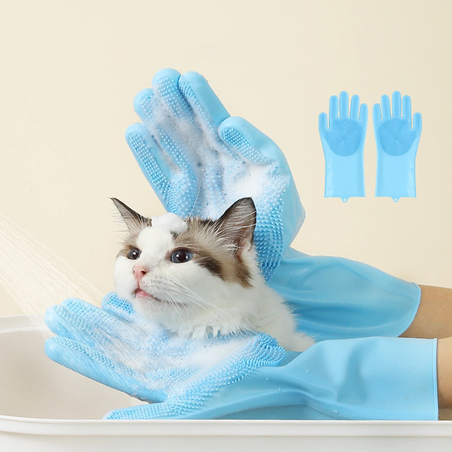 Pet Grooming Cleaning Gloves Dog Cat Bathing Shampoo Glove Scrubber Magic Dishwashing Cleanner Sponge Silicon Hair Removal Glove