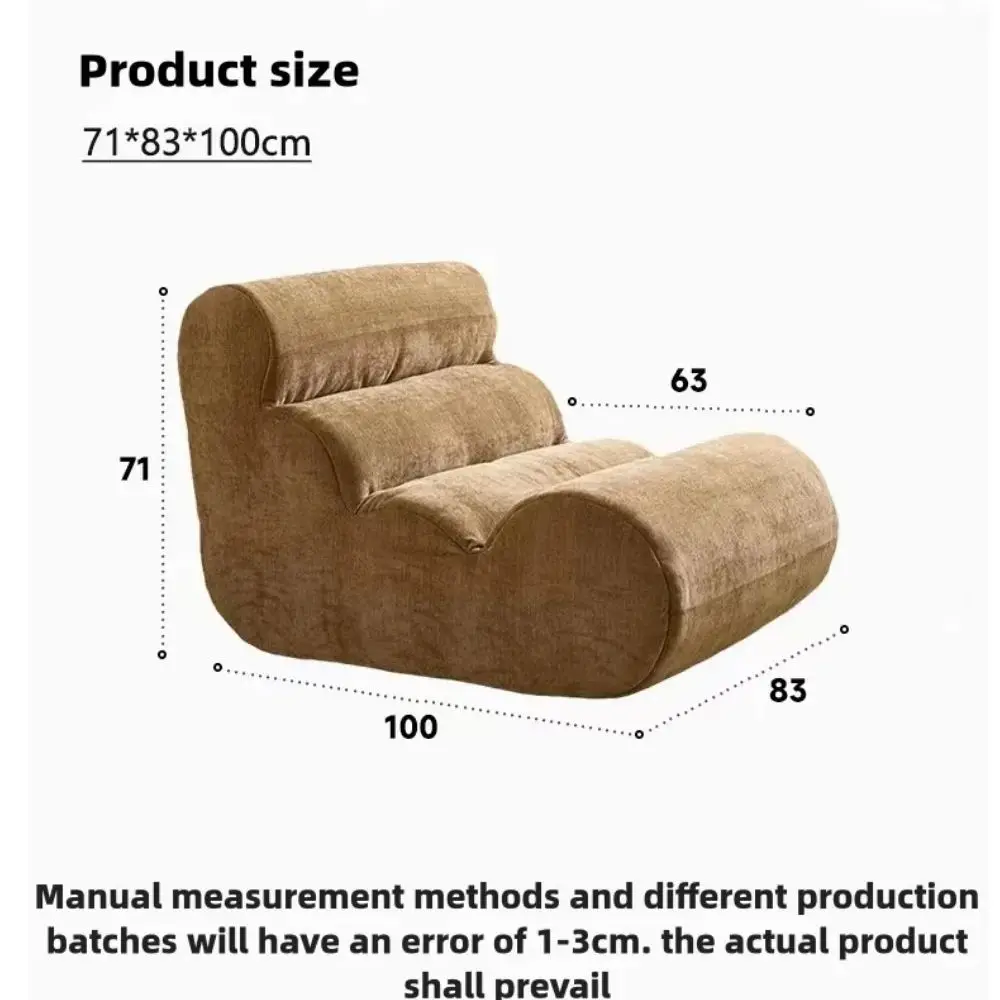 Single Seater Sofa Lounge Chair Compact Sofa Bean Bag Chair Single for LivingRoom Bedroom Small Spaces Ergonomic