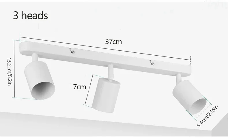 Description Picture 6 of itemNordic Three Head Spotlights LED Ceiling Lights with Adjustable Angle TV Background Wall Ceiling Spotlights