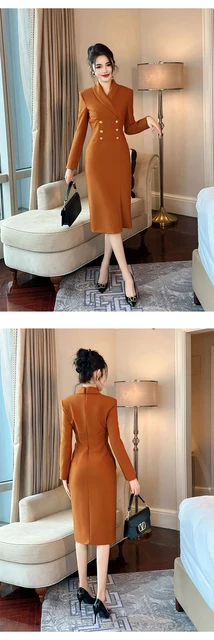 Robe Professionnelle Femme WinvOx - Manches Longues Taille Haute - Style Crayon Élégant Bureau