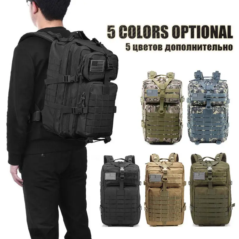Tactical Backpack 25L/30L/45L 3 Day Assault Pack Molle System Large Outdoor Waterproof Rucksack for Hiking Camping Travel
