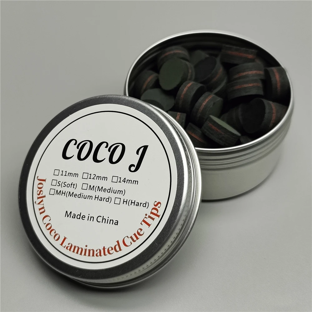 Josyln CoCo 전문 당구 팁, 당구 팁, 하드 캐롬 당구 액세서리, 14mm H 블랙 레드 라미네이트 가죽, 50 개/박스