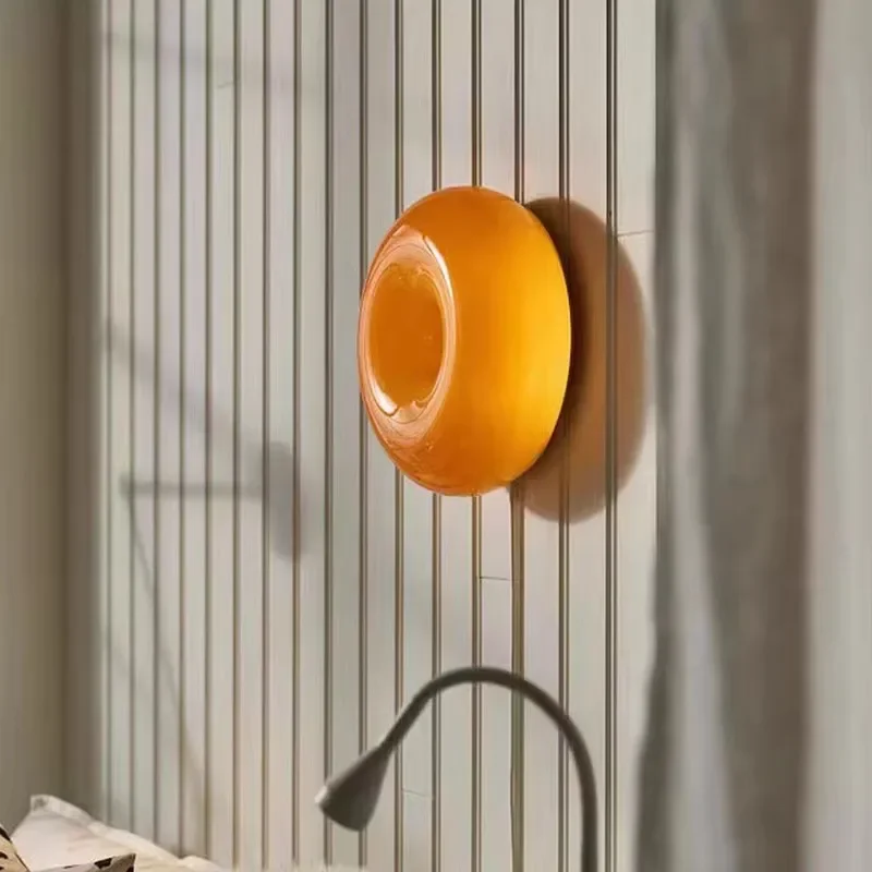 Donut Glas Wand leuchte orange Licht USB-Stecker für Wohnzimmer Schlafzimmer Flur Balkon Arbeits zimmer Innen dimmbare Umgebungs-LED-Lampe