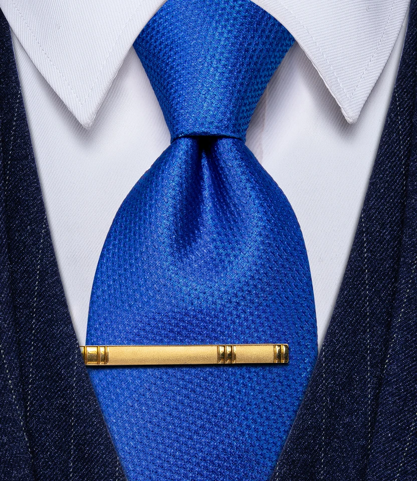 Gravata KissTies Masculina Lisa - Microfibra Jacquard 143cm, Azul Royal, Presente Elegante
