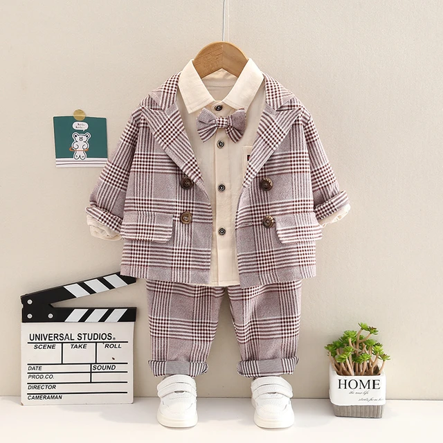 Baby Boy Designer Clothes Spring Autumn Plaid Turn-down Collar T-shirts  Tops and Pants Boys Tracksuits Christmas Outfit for Kids - AliExpress