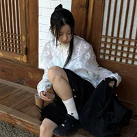 Retro Floral Print Hooded Thin Nylon Jaet Cute All-Match Summer Outerwear Women's Loose Fit Polyester Fiber 00% irt