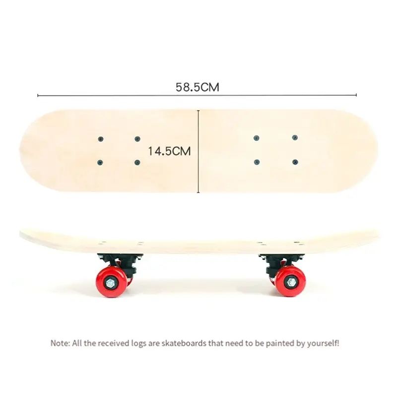 【Supernew】58.5Cm 스케이트보드 데크 메이플 스케이트보드 블랭크 성인용 어린이용 DIY 손으로 그린 ??장식 보드 더블 로커 내구성이 뛰어난 Eas