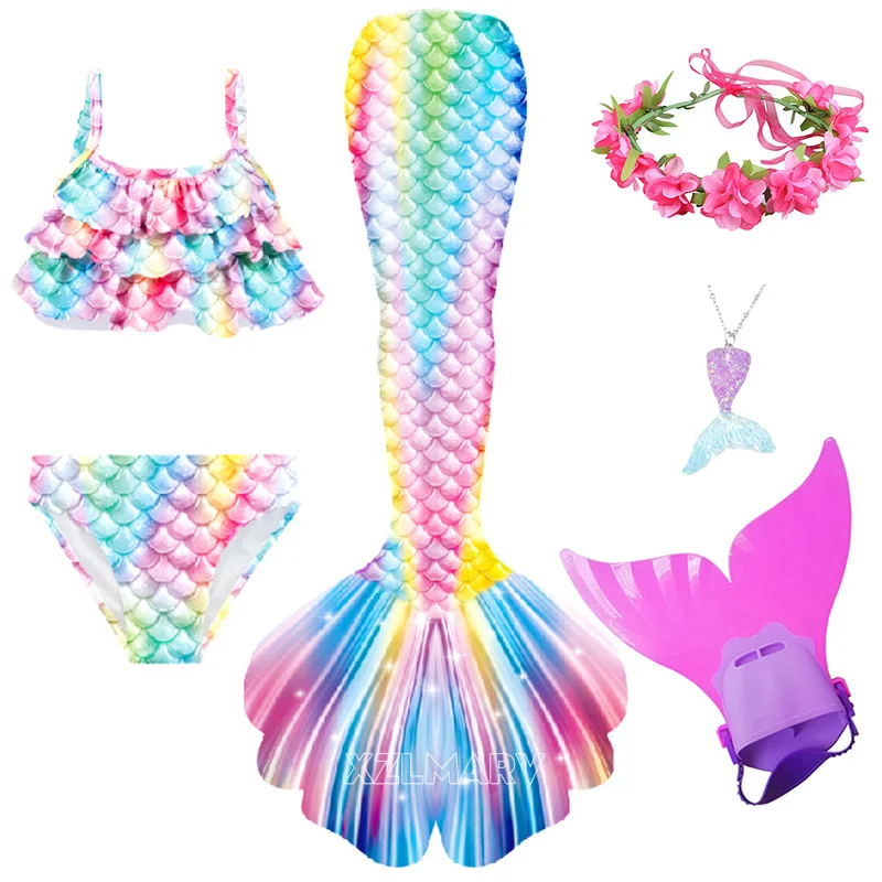 Mermaid Costume Mermaid Tail for Girls Kid Swimsuit Children the Little Mermaid Costume Cosplay Beach Pool Clothes Bathing Suit for Swimming