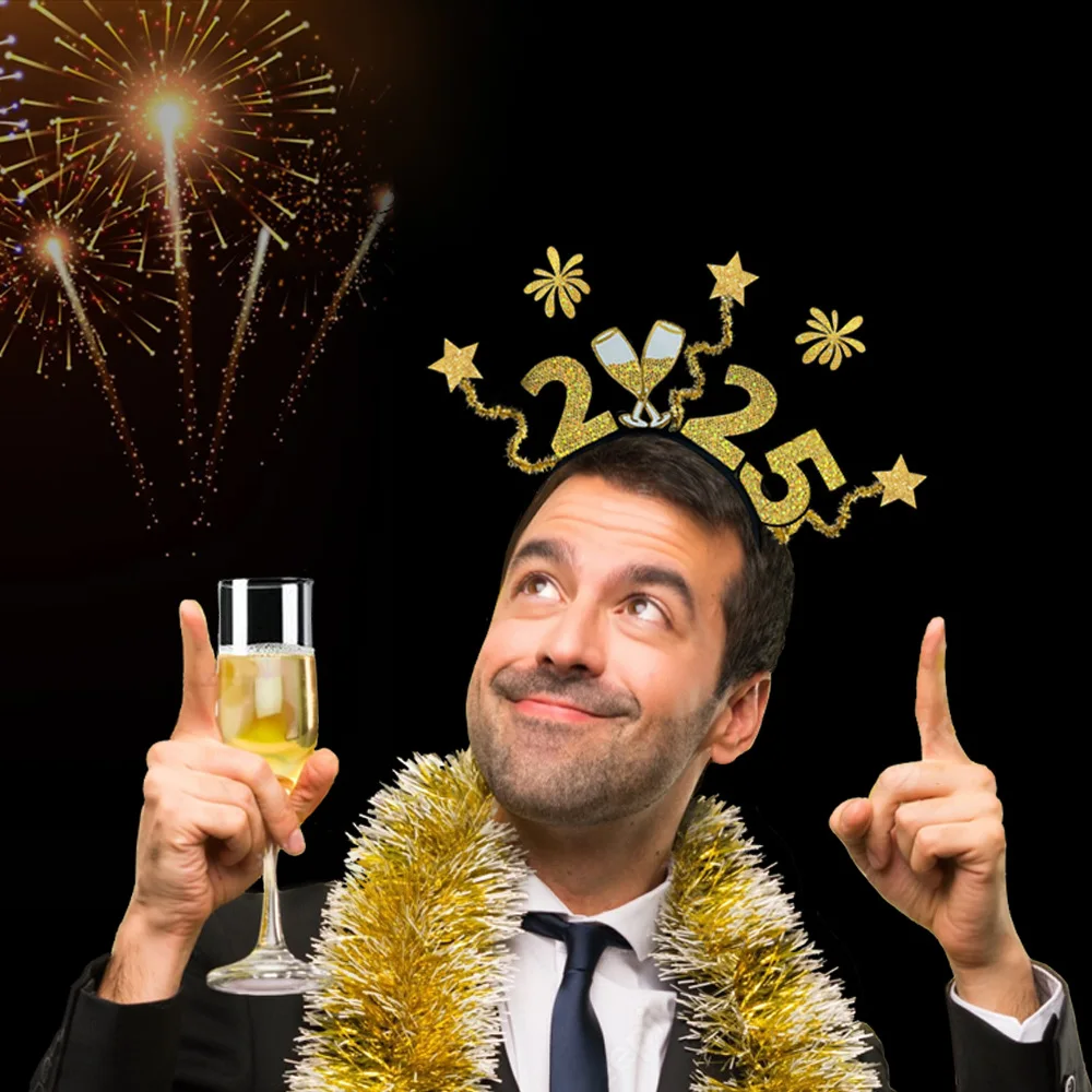 Fireworks Headbands Happy New Year Hair Buckles New Year Party Letter Headwear Dress Up Headbands hair headband hair accessories