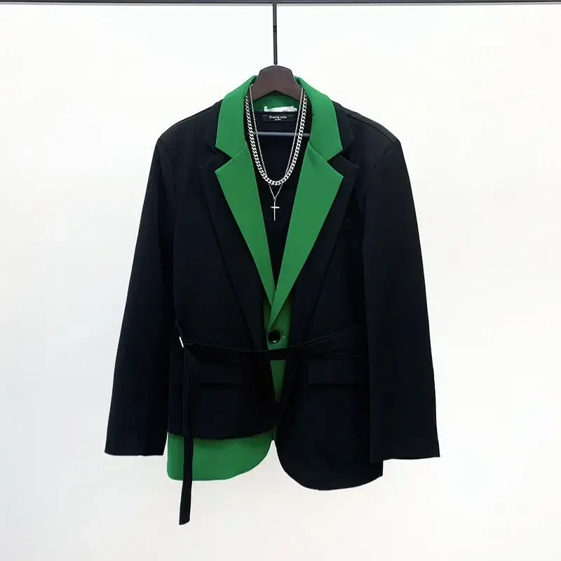 thumbnail image 1 of Trajes y blazers negros cortos para hombre, abrigos, chaquetas blancas para hombre, nuevos, sencillos, con botonadura sencilla, de moda, de primera calidad y originales, 1 of 5