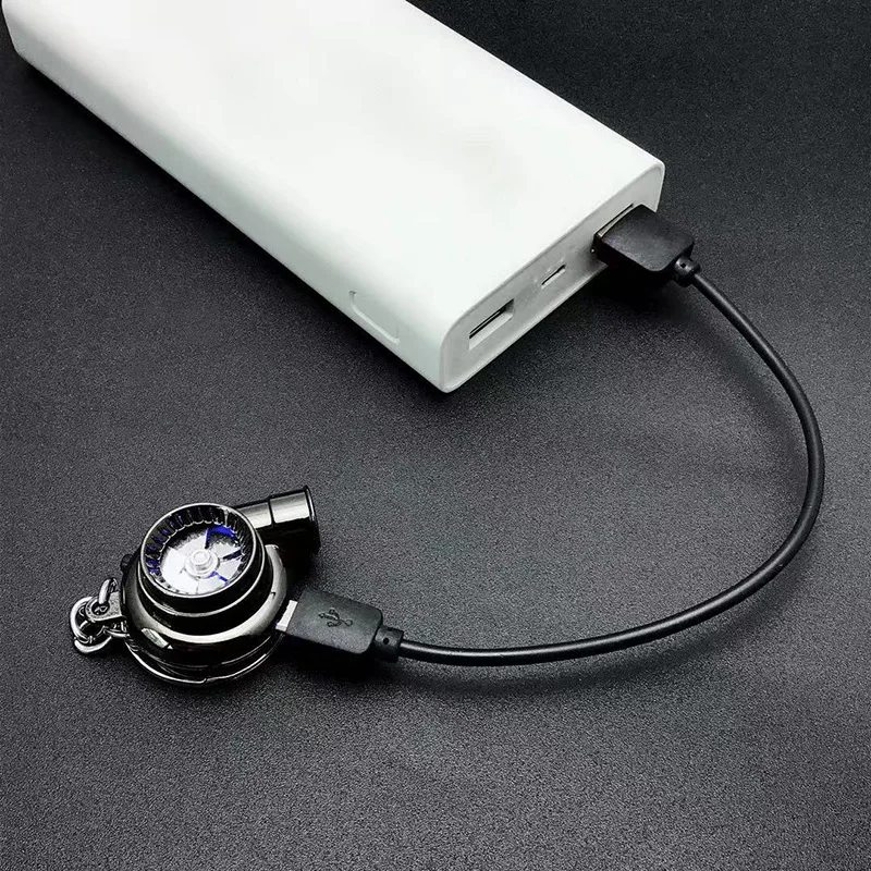 JDM USB 충전식 터보차저 터보 키체인, 크리에이티브 글레어 미니 손전등, 사운드 키체인