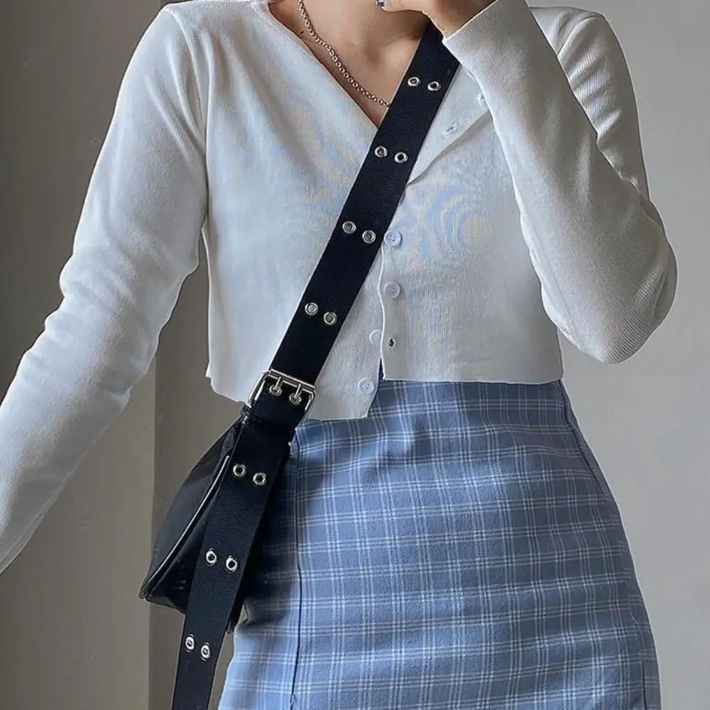 Nylon Bag Women Vintage Black Shoulder Bag Casual Girls Armpit Bag Solid Color Handbag Street Crossbody Bag