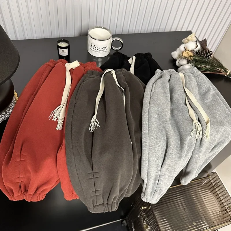 

Boys thicken Fleece Lining sweatpants Girls loose warm trousers Kids all-match casual sports pants