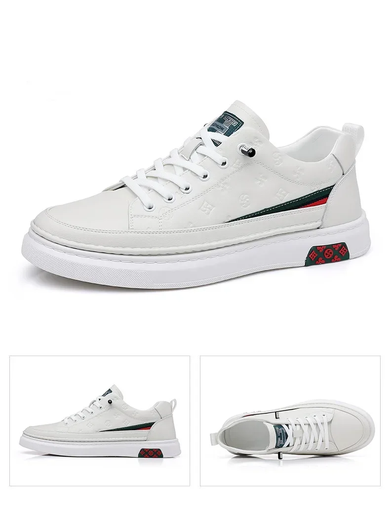 Spring New Shoes for Men Genuine Leather Casual Shoes Leisure Flats Skateboard Shoes Cow Leather Youth Lace-up Sneakers 5