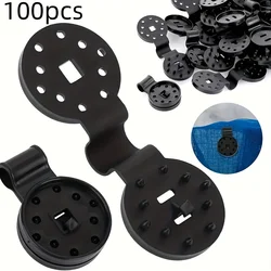 100 - Pack Durable Black Shade Cloth Clips - Round Plastic Fasteners for Sun Protection and Garden Covers (Black)