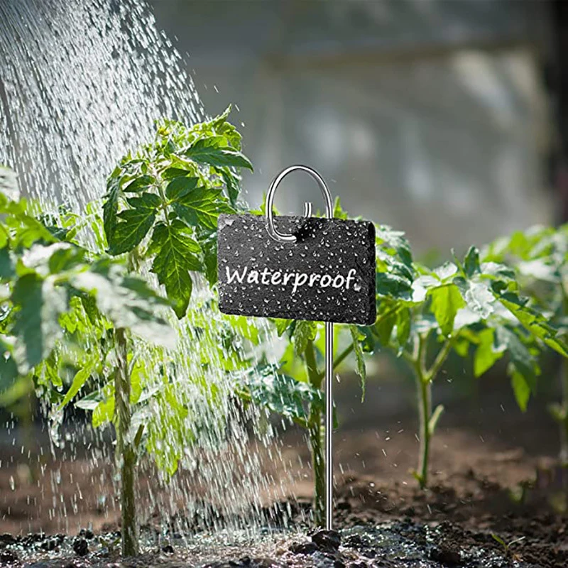 

Садовые маркеры, метки, метки для растений, устойчивые к атмосферным воздействиям, многоразовые подвесные этикетки из натурального шифера на металлическом стержне, садовые этикетки для горшков