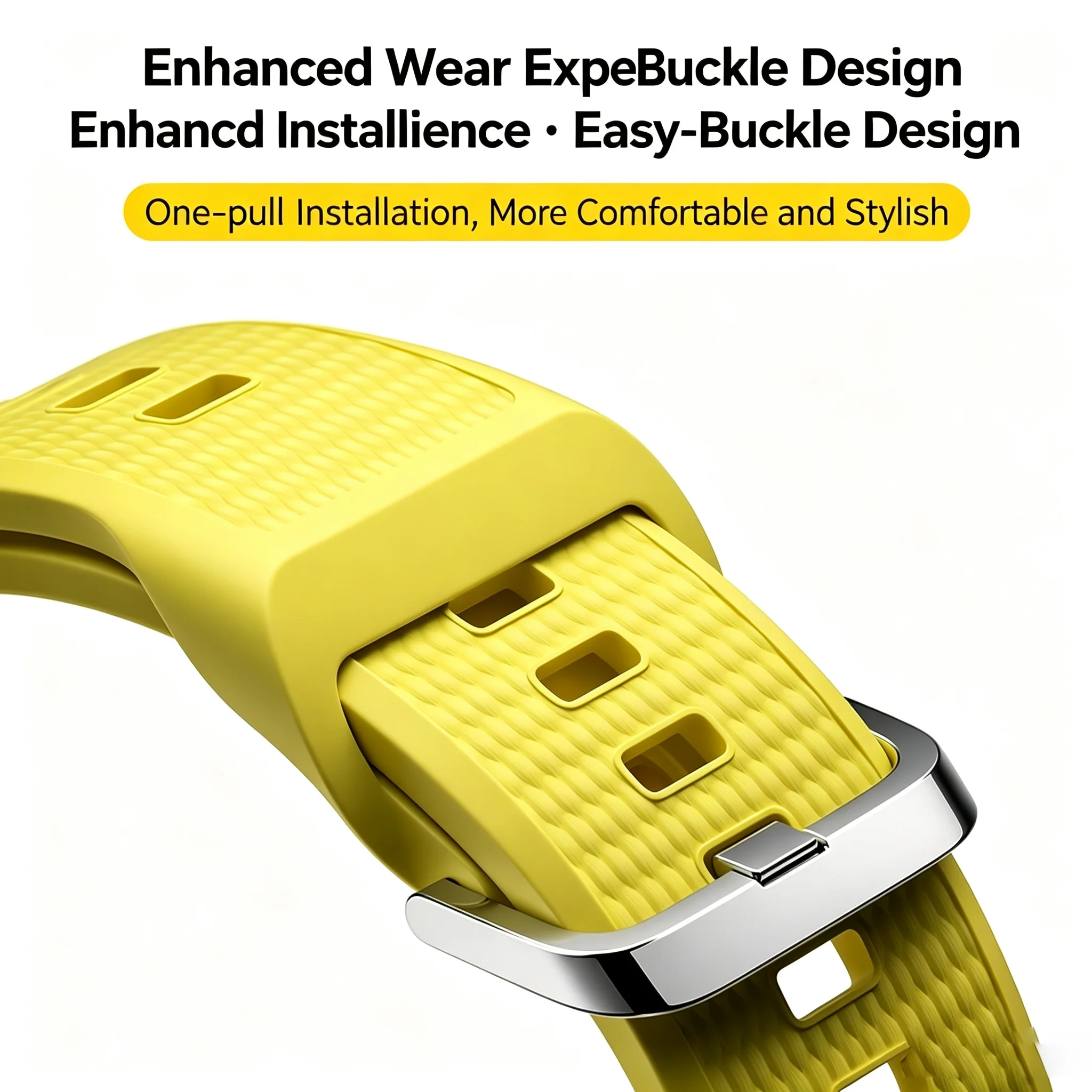 Sporty Breathable Silicone Watch Band with Press Button Clasp