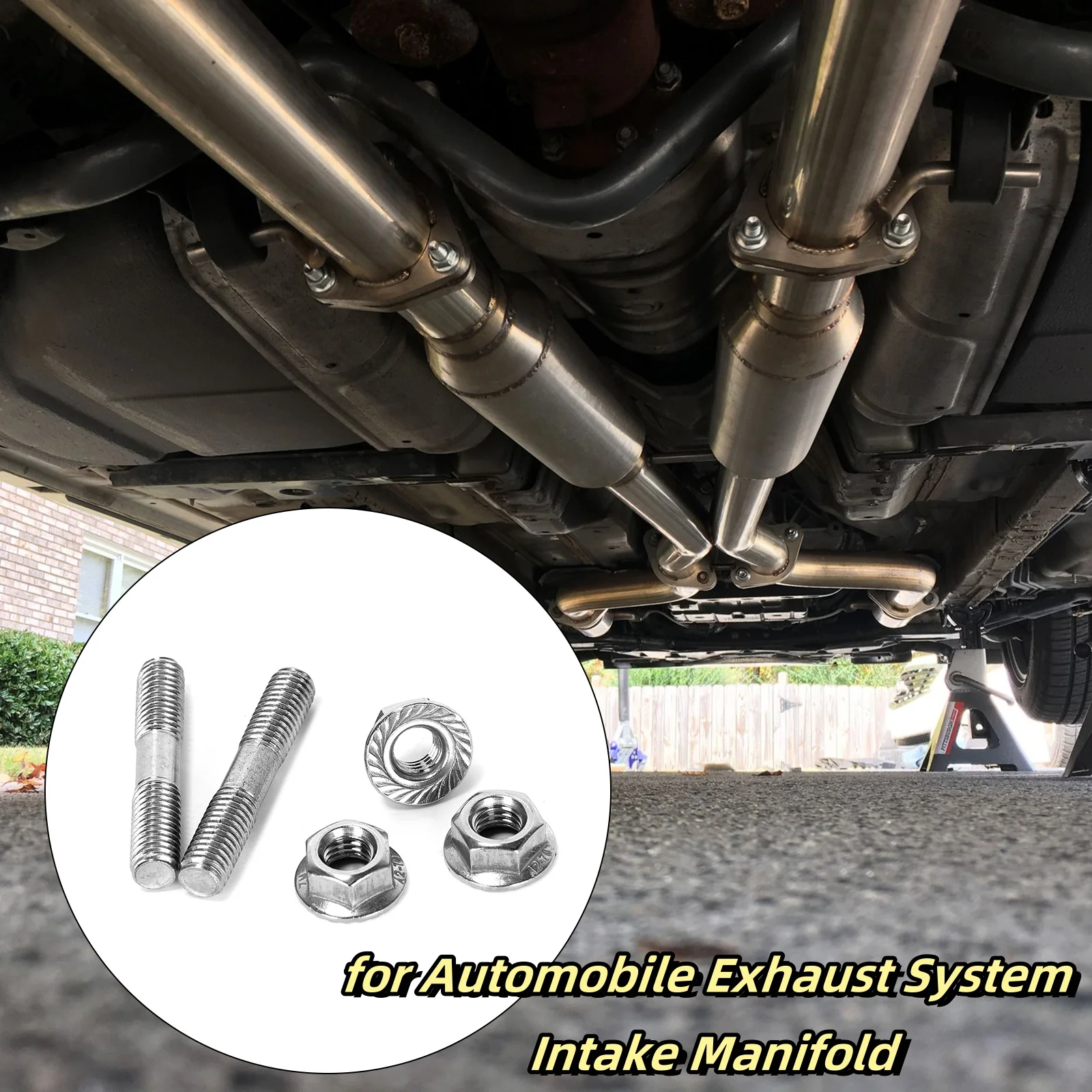 10Sets 304 Stainless Steel Double End Threaded Bolt Nuts Assortment Kit, M8 x1.25 Exhaust Manifold Hardware Kit