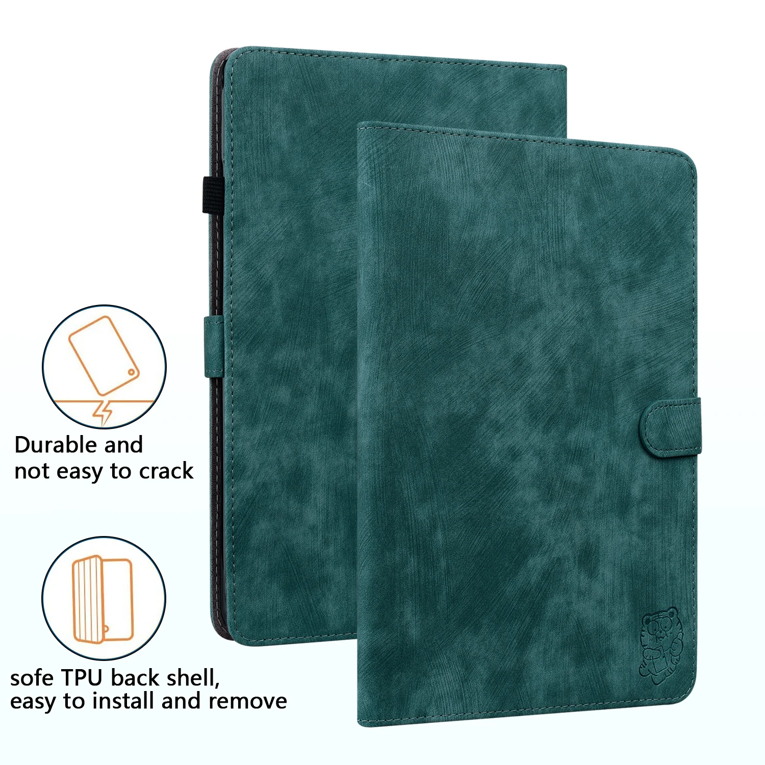 Charming Tiger Flip Case: Shockproof, Foldable Stand, Solid Tablet Cover