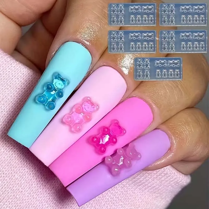 1/2PCS 미니 베어 몰드 3D 실리콘 몰드 레진 쥬얼리 제작 용품 네일 아트 참