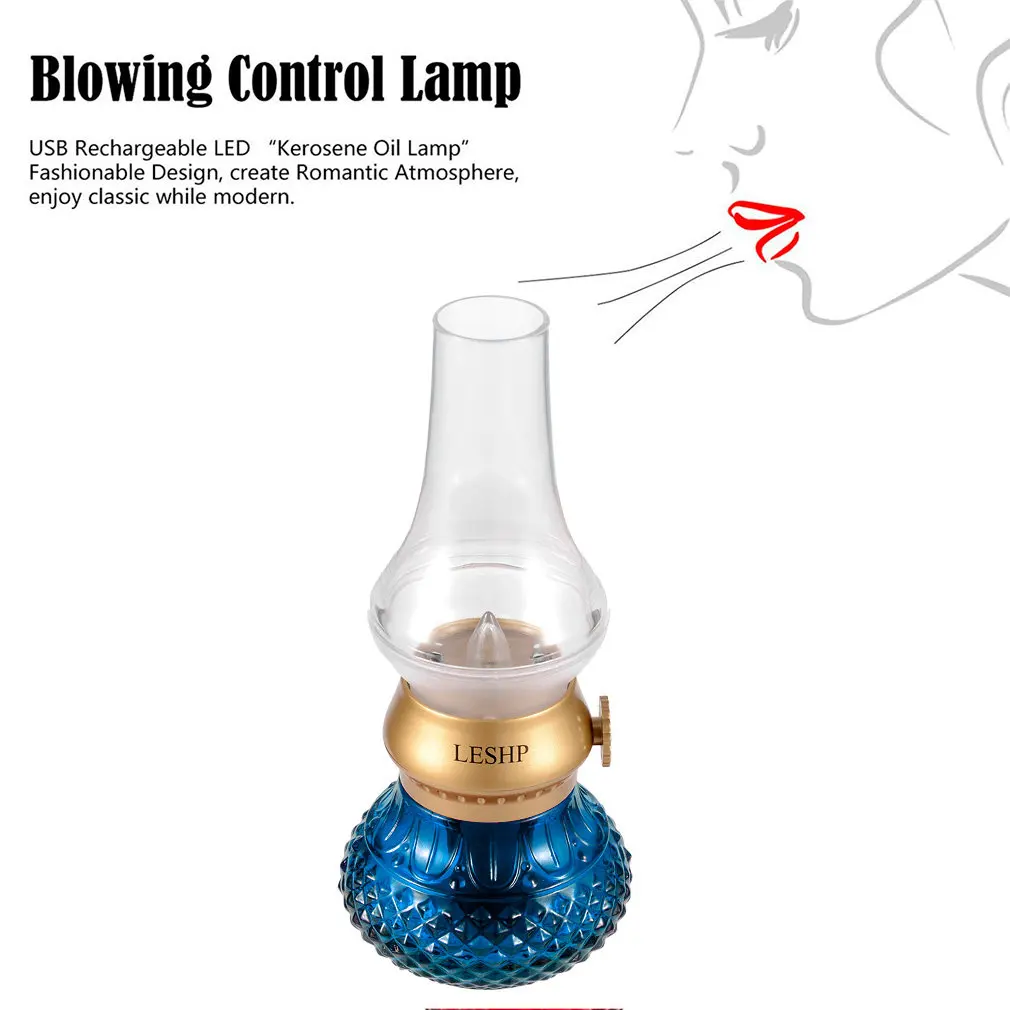 

LESHP Retro Blow USB Rechargeable Blowing Control Adjustable Brightness LED Nightlight Table Lamp for Indoor & Outdoor