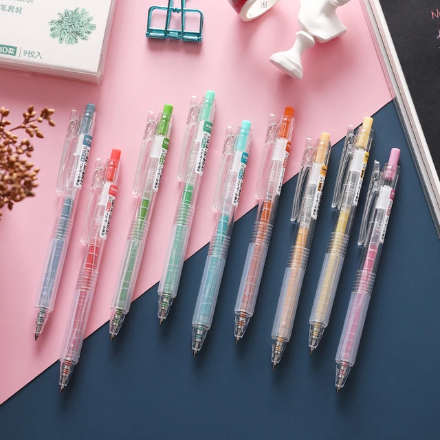 JIANWU 9pcs/set 0.5mm Creative Morandi Color Gel Pen Set Kawaii journal Pen  for Student