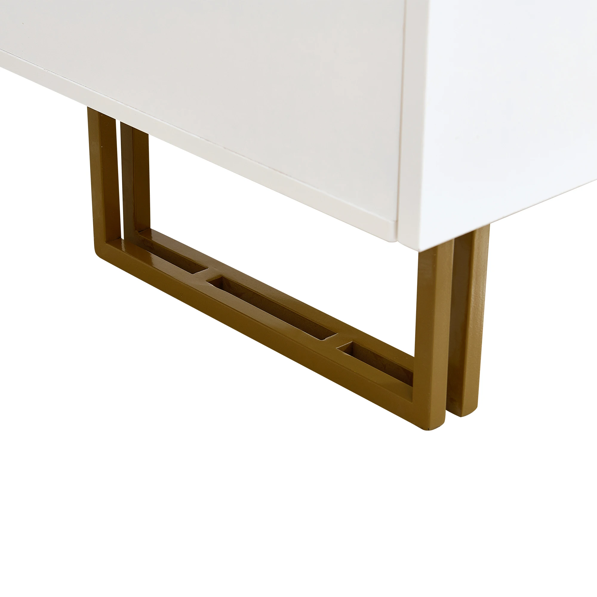 Modernes Sideboard mit 6 Schubladen in Weiß-Gold-Akzenten – elegantes Design aus MDF und Stahl, ideal für Schlafzimmer – Detail 17