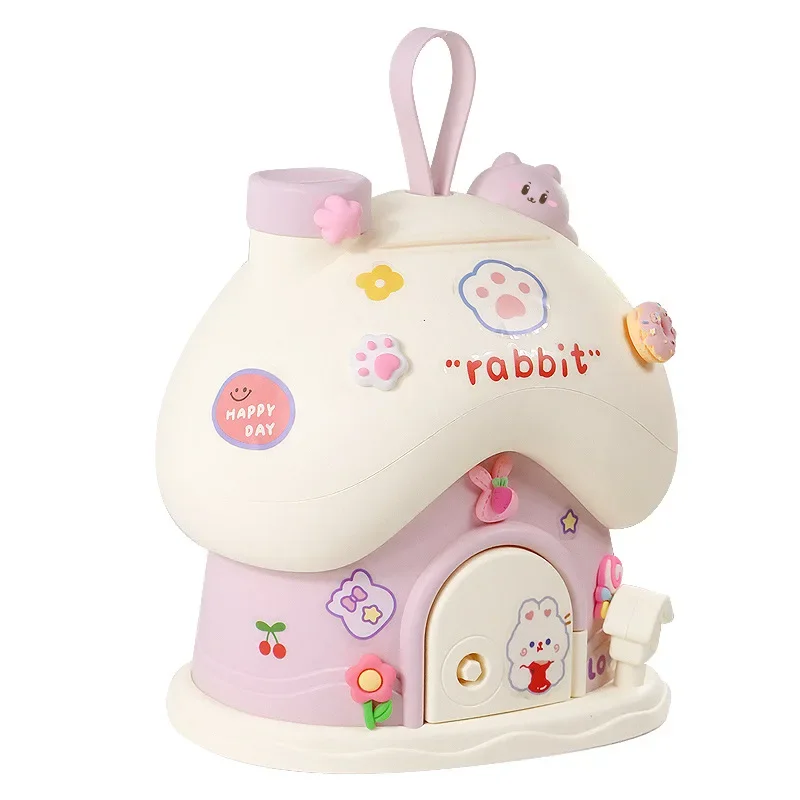 New Mushroom House Money Box DIY Sticker Boys Girls Children Gifts Removable Savings Bank Box Financial Education Toy