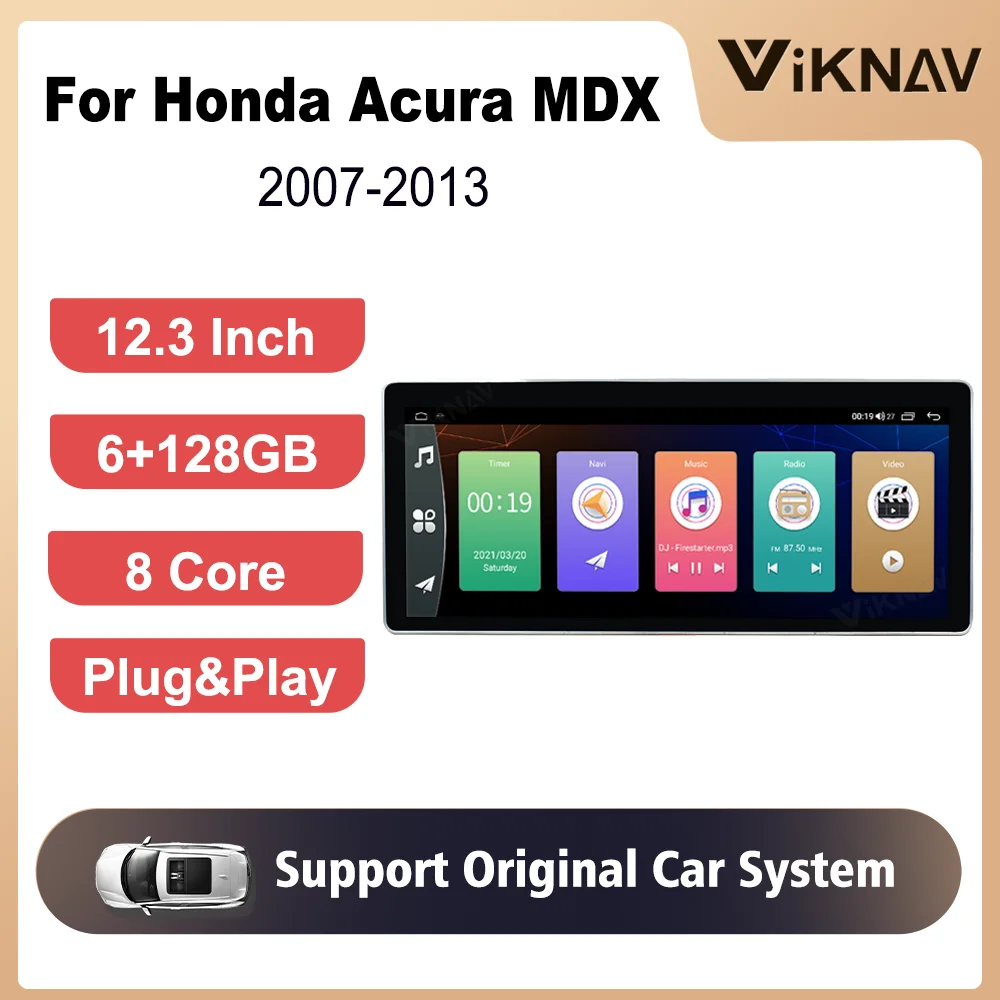 

128G 12.3Inch PX8 Carplay Radio For Honda Acura MDX 2007-2013 Dual-Zone Function 1080P Navigation GPS Plug&Play Auto Accessoires