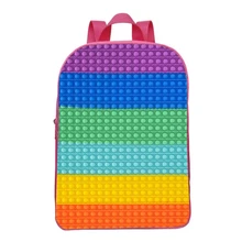 

Mini Fashion Backpack In Kindergarten Pop Its Printed Rainbow Children Backpack Light School Bags for Travel Gift