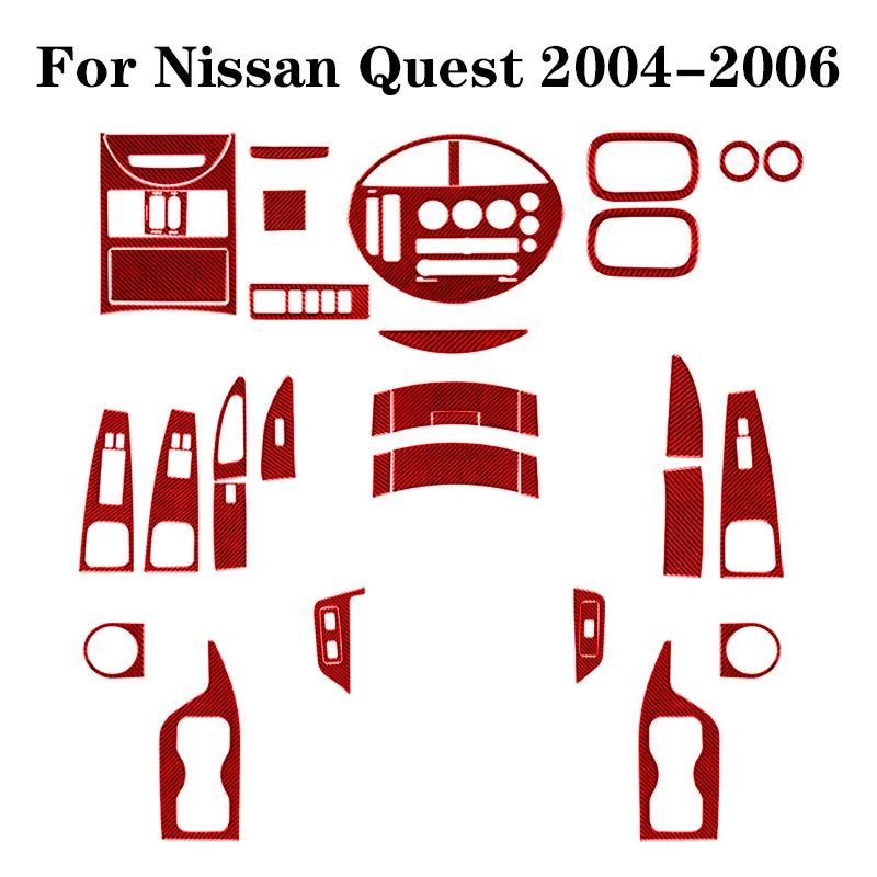

For Nissan Quest 2004 2005 2006 Carbon Fiber Red Stickers Car Interior Decorative Accessories Center Control Panel Gear Shift