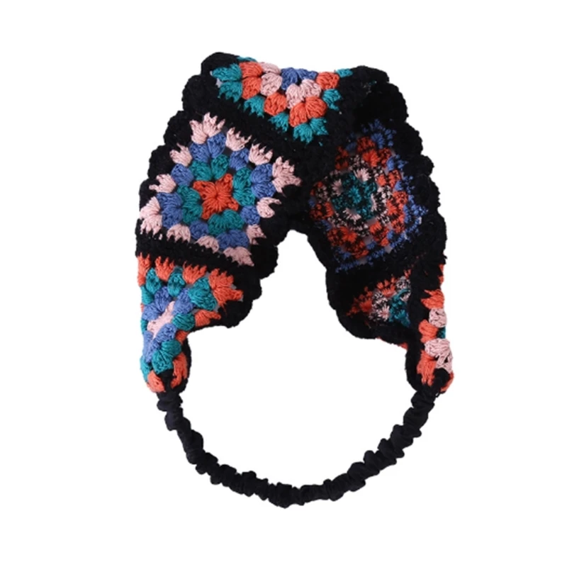 

Retro Pastoral Style for Head Scarf Handmade Crochet Hollow out Breathable Turba