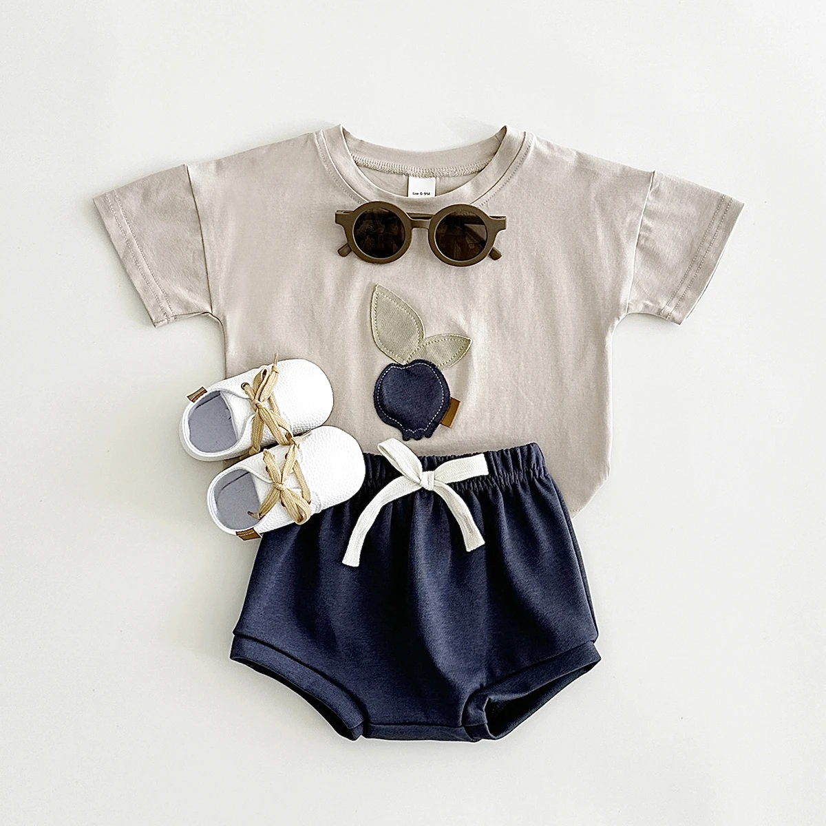 New Summer Baby Clothes Set Infant Toddler Fruit Lemon Print Round Neck T-shirt+Shorts Newborn Boys Girls Outfit Set 2PCS 2