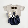 New Summer Baby Clothes Set Infant Toddler Fruit Lemon Print Round Neck T-shirt+Shorts Newborn Boys Girls Outfit Set 2PCS 2