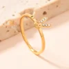 MEDFOLY Size 6-9 1.5mm Stainless Steel Rings for Women 14k Gold Plated Anti-allergy Butterfly Heart Letter CZ Rings Jewelry Gift 4