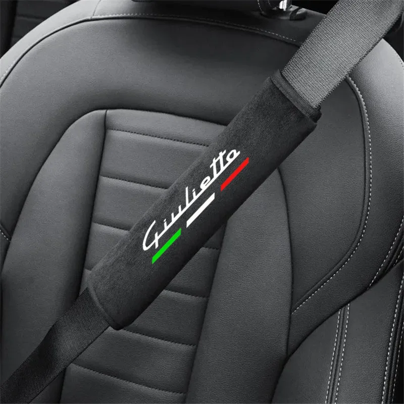 2pcs Car Safety Belt Cover Adjustable Shoulder Strap Covers Car Shoulder Protector Pad Alfa Romeo GIULIETTA Auto Accessories