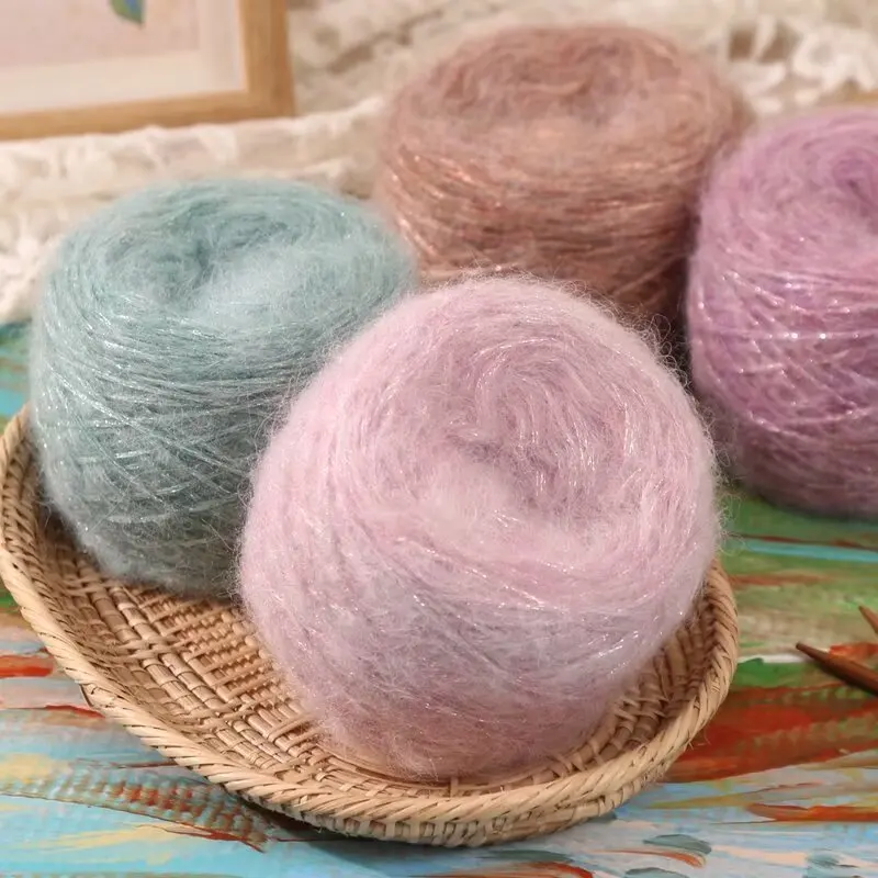50g Luxurious Shiny Yarn, Soft Durable Fiber with Sparkle, Hand-Woven Craft Thread for Sweaters, Socks, Scarves, Hats, Bags 6