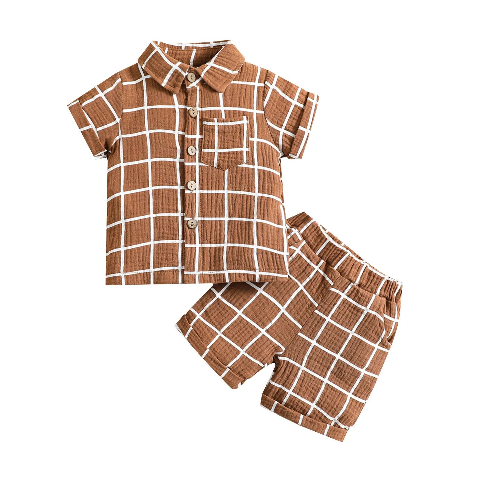  Toddler Baby Boys Checkerboard Plaid Print Short Sleeve Button  Down Shirts and Shorts Set Summer Outfits 0-24 Months (Brown, 0-6 Months):  Clothing, Shoes & Jewelry