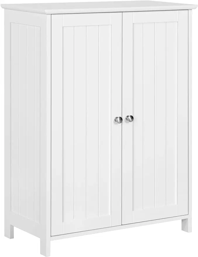 

Bathroom Floor Cabinet, Modern Storage Freestanding Organizer Cabinet with Adjustable Shelves & Double Doors,3-Tier, Living Room